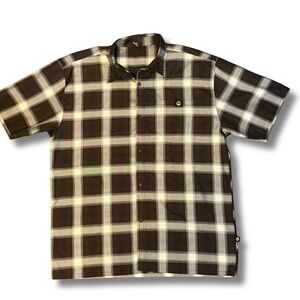 Lowrider Men’s 2XL Plaid Button-Up Shirt — black, white & grey